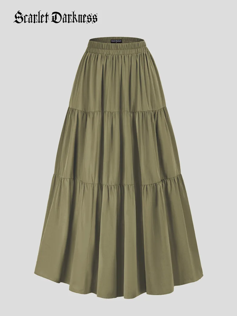 Renaissance Elastic Waist Swing Skirt with Pockets - Image 15