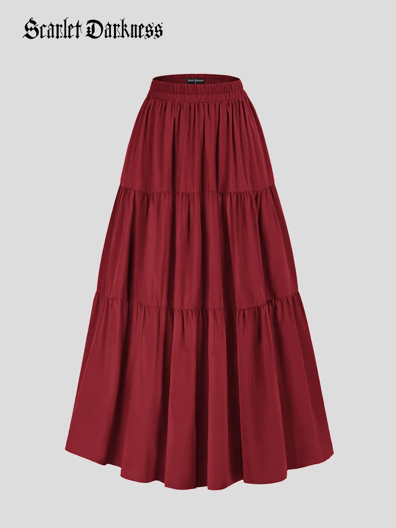 Renaissance Elastic Waist Swing Skirt with Pockets - Image 19