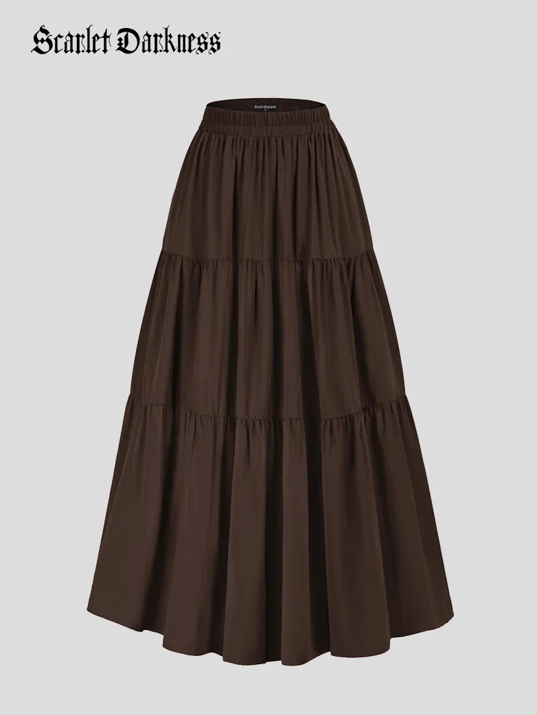 Renaissance Elastic Waist Swing Skirt with Pockets - Image 23