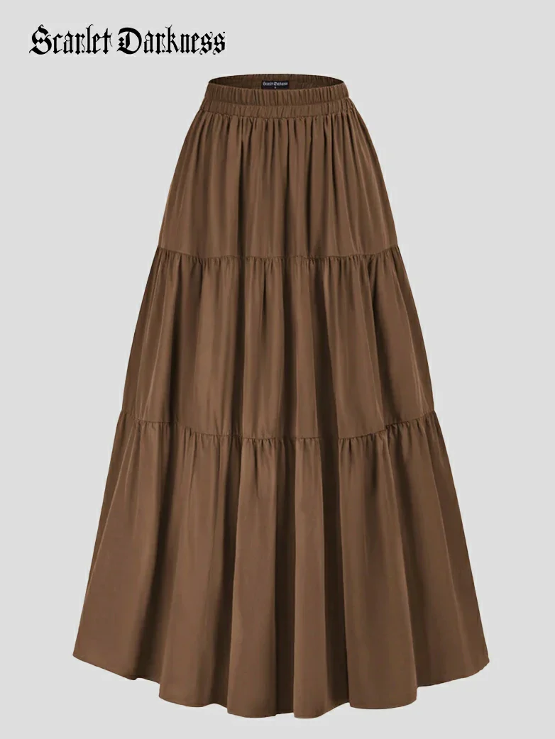 Renaissance Elastic Waist Swing Skirt with Pockets - Image 34