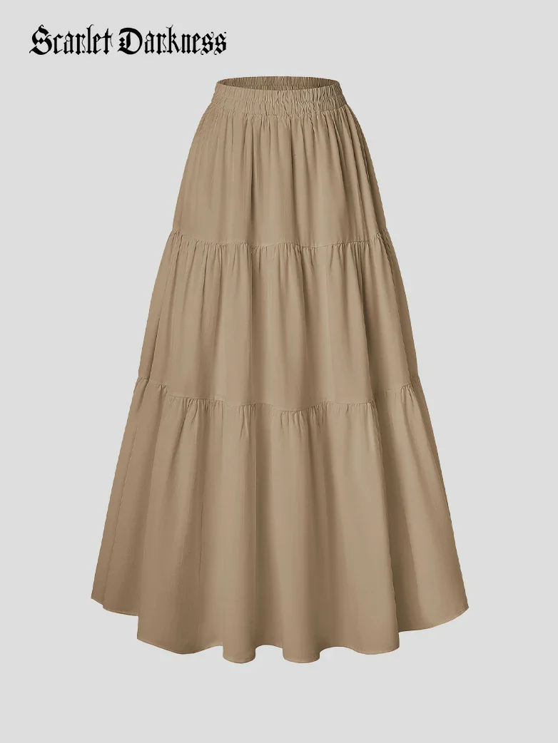 Renaissance Elastic Waist Swing Skirt with Pockets - Image 38