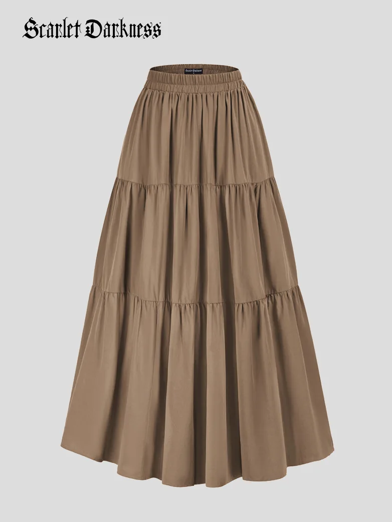 Renaissance Elastic Waist Swing Skirt with Pockets - Image 6