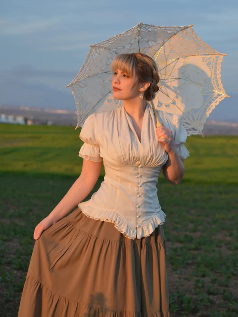 Renaissance Elastic Waist Swing Skirt with Pockets - Image 7