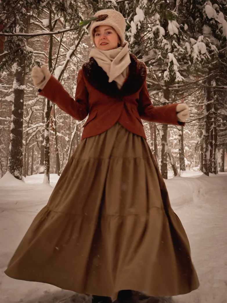 Renaissance Elastic Waist Swing Skirt with Pockets - Image 9