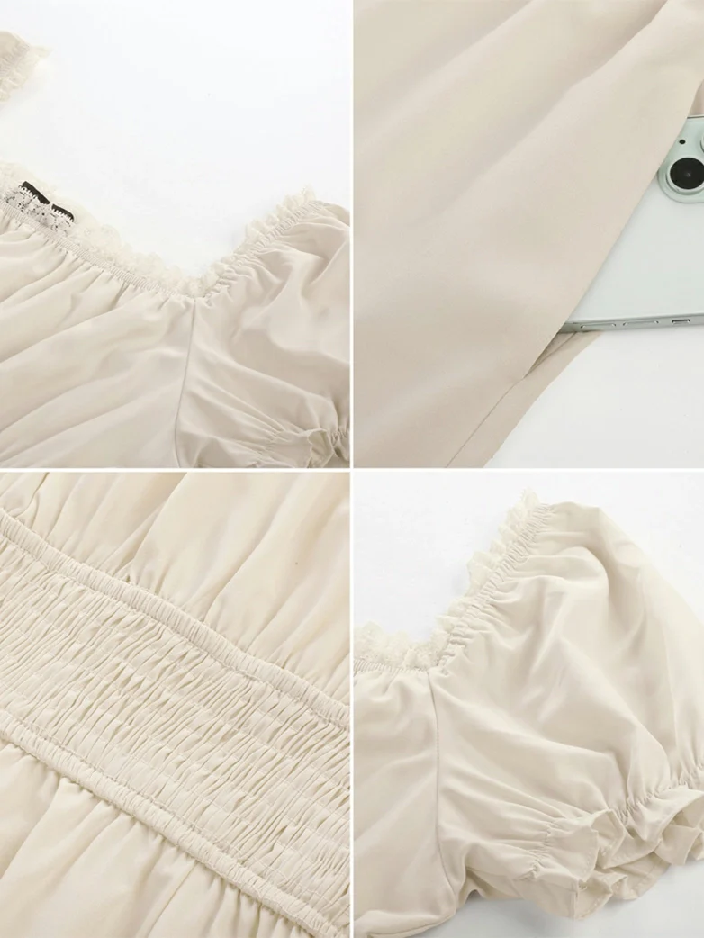 Women Steampunk Elastic Waist Tiered Dress with Pocket - Image 35