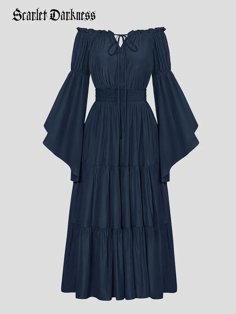 Renfaire Witch Off-Shoulder Tiered Maxi Pockets Dress - Image 16