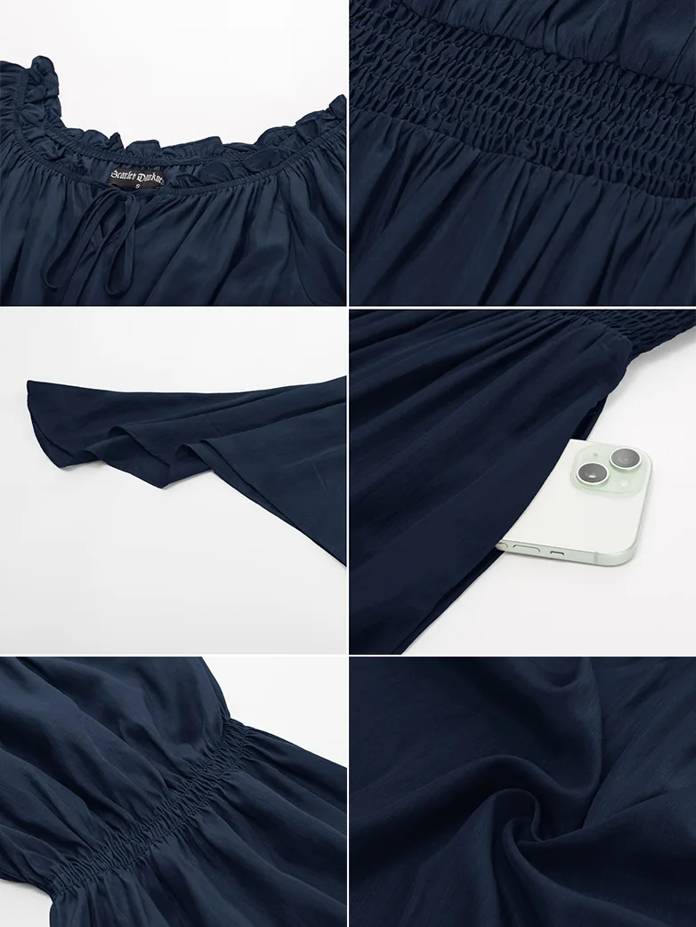 Renfaire Witch Off-Shoulder Tiered Maxi Pockets Dress - Image 20