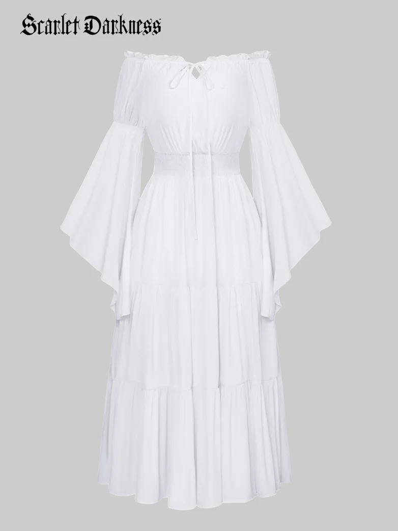 Renfaire Witch Off-Shoulder Tiered Maxi Pockets Dress - Image 26