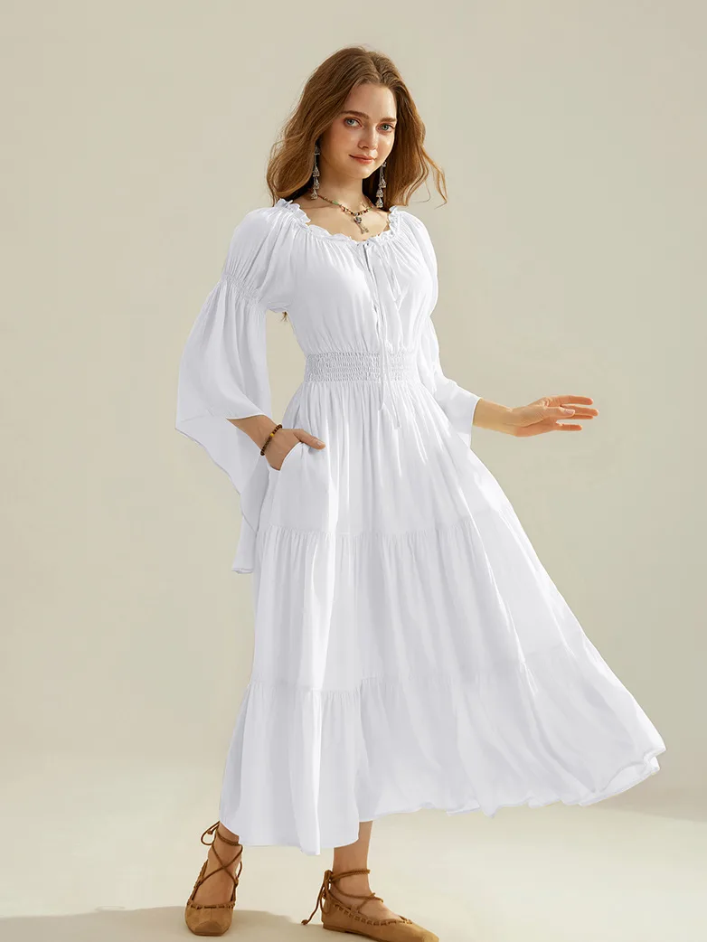 Renfaire Witch Off-Shoulder Tiered Maxi Pockets Dress - Image 27