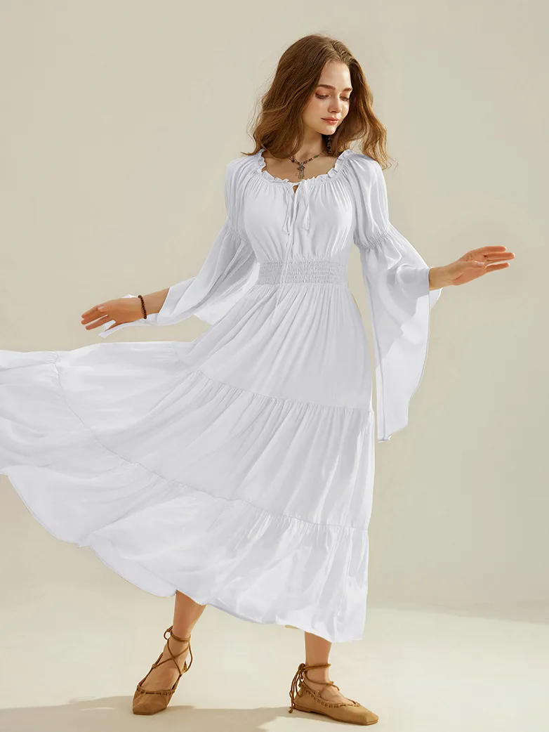 Renfaire Witch Off-Shoulder Tiered Maxi Pockets Dress - Image 28