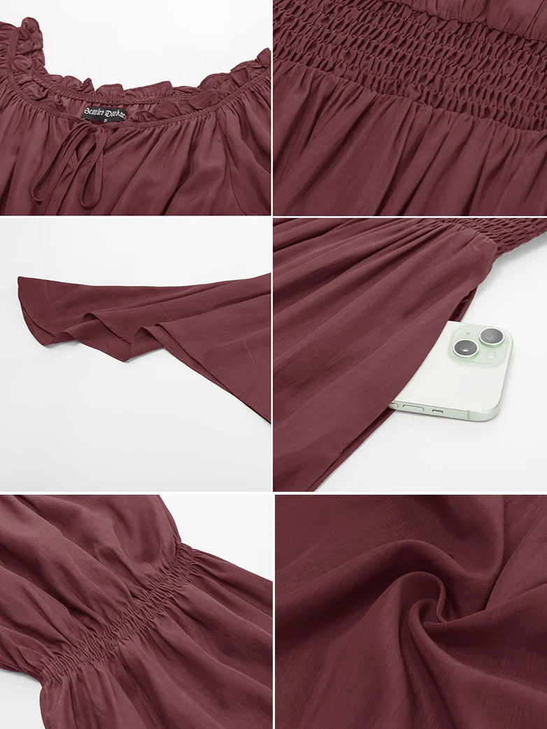 Renfaire Witch Off-Shoulder Tiered Maxi Pockets Dress - Image 34