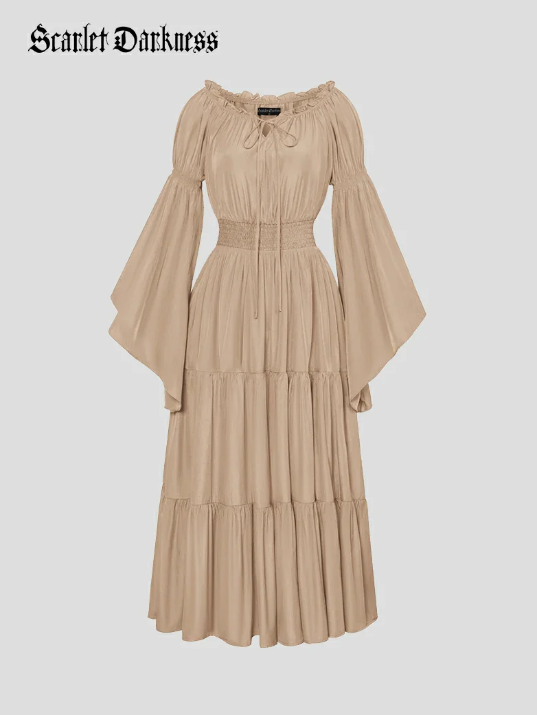 Renfaire Witch Off-Shoulder Tiered Maxi Pockets Dress - Image 37