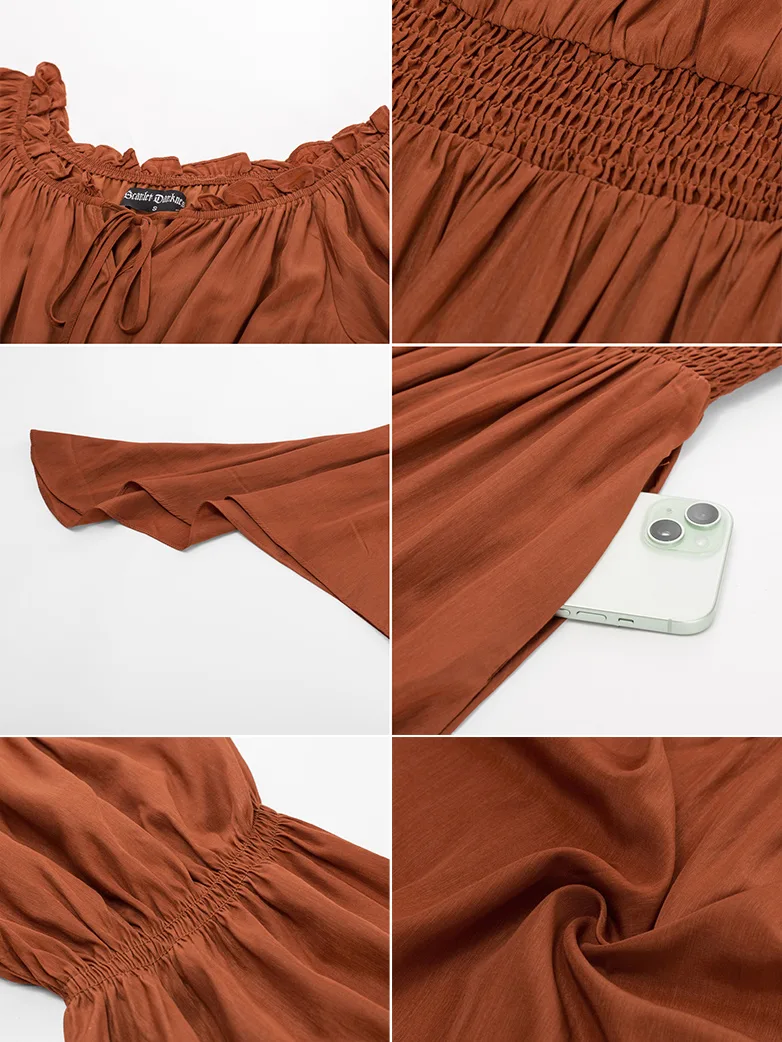 Renfaire Witch Off-Shoulder Tiered Maxi Pockets Dress - Image 4