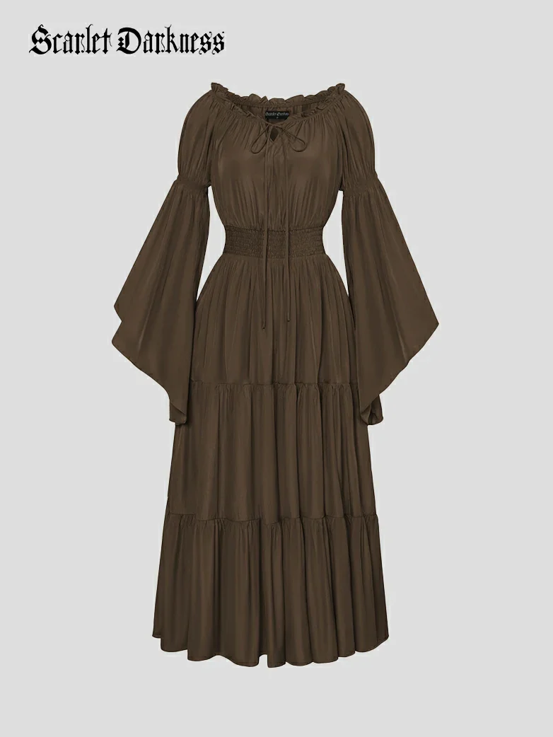 Renfaire Witch Off-Shoulder Tiered Maxi Pockets Dress - Image 41