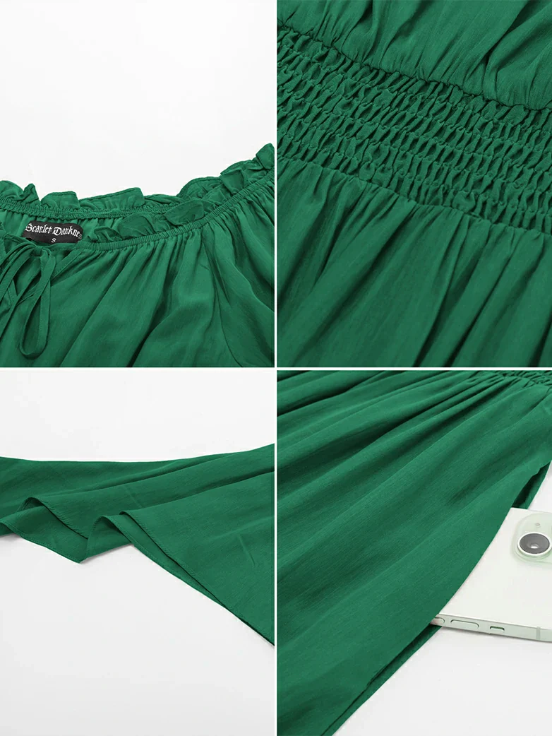 Renfaire Witch Off-Shoulder Tiered Maxi Pockets Dress - Image 45