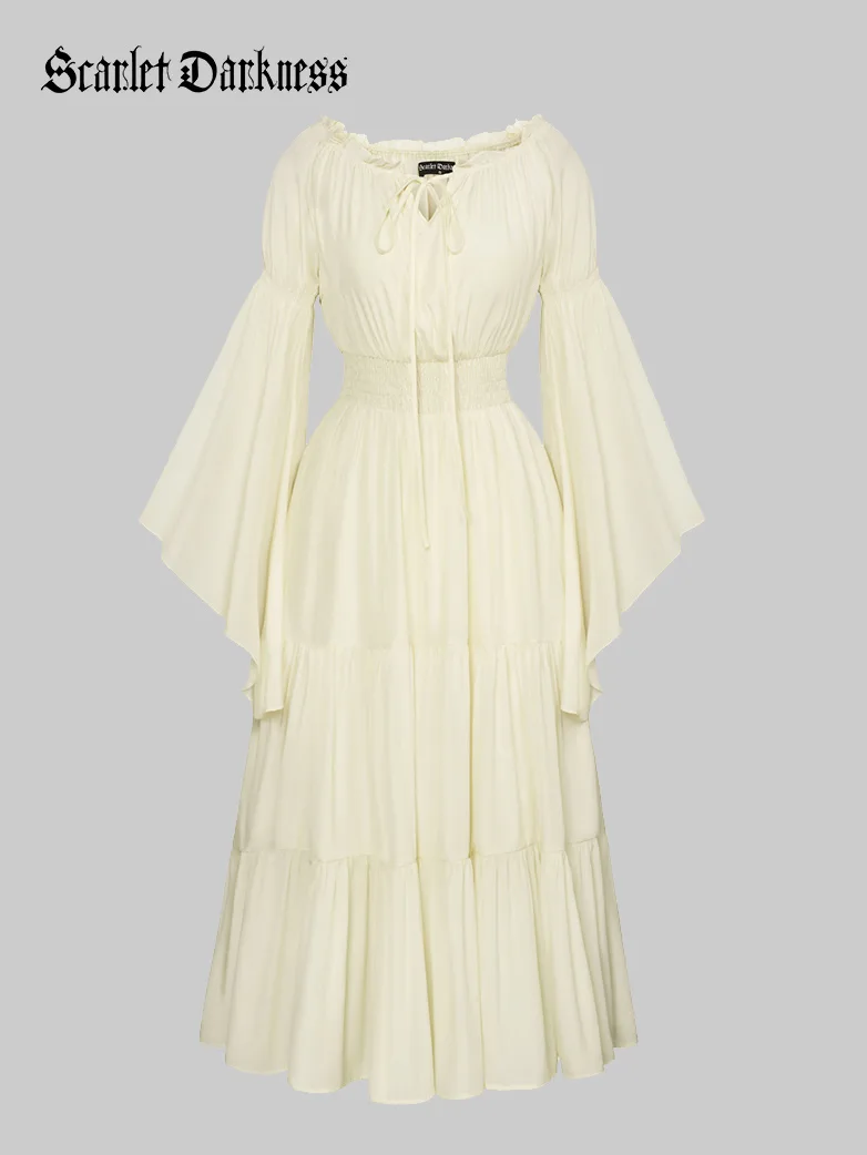 Renfaire Witch Off-Shoulder Tiered Maxi Pockets Dress - Image 5