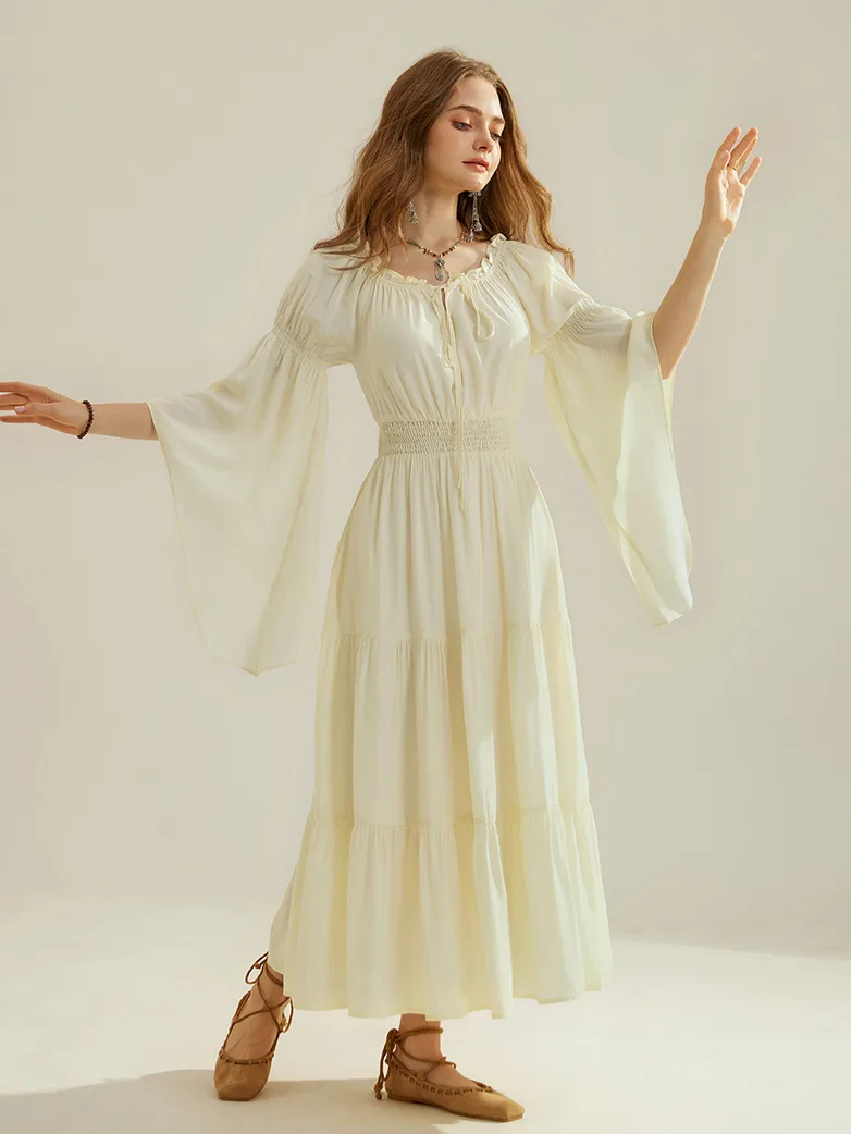 Renfaire Witch Off-Shoulder Tiered Maxi Pockets Dress - Image 8