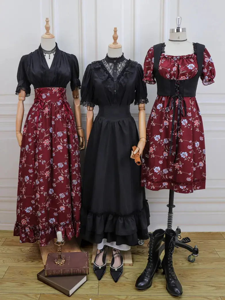 Ladies Victorian Blouse Lace Up Pleated Shirt - Image 10