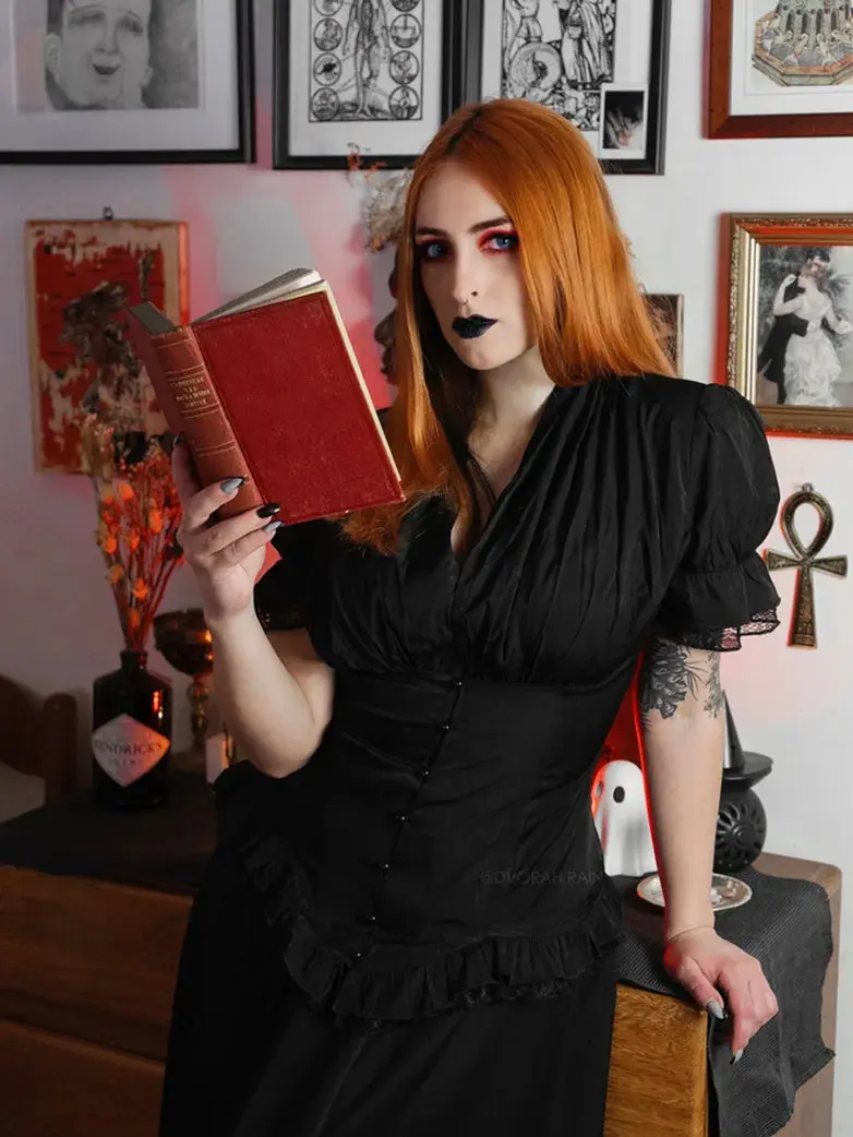 Ladies Victorian Blouse Lace Up Pleated Shirt - Image 12