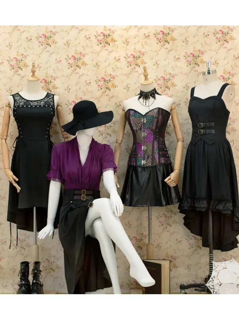 Ladies Victorian Blouse Lace Up Pleated Shirt - Image 27