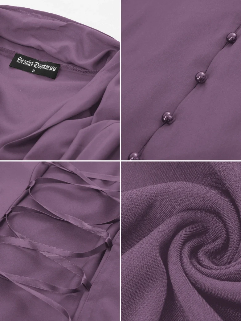 Ladies Victorian Blouse Lace Up Pleated Shirt - Image 31