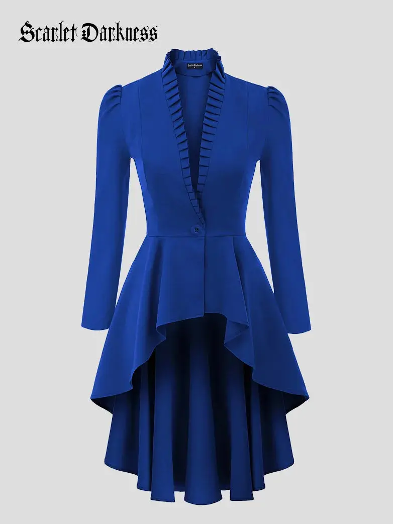 Women Steampunk Long Jacket High Low Cloak - Image 12