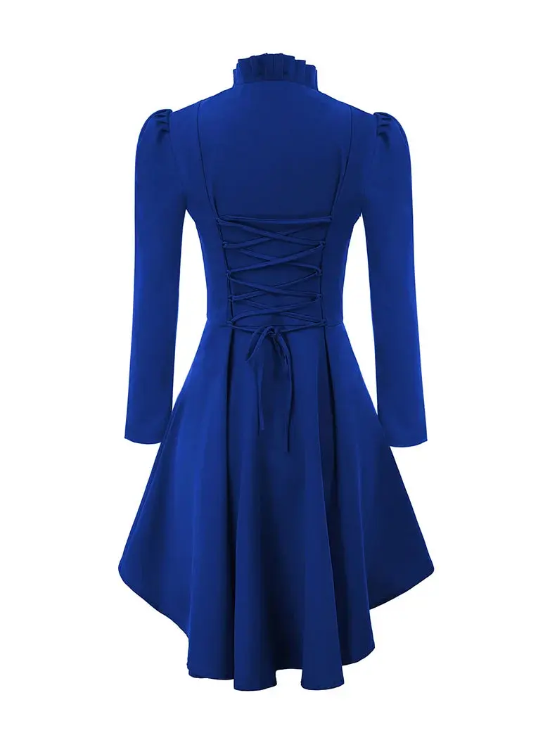 Women Steampunk Long Jacket High Low Cloak - Image 14