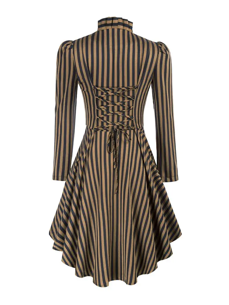 Women Steampunk Long Jacket High Low Cloak - Image 18