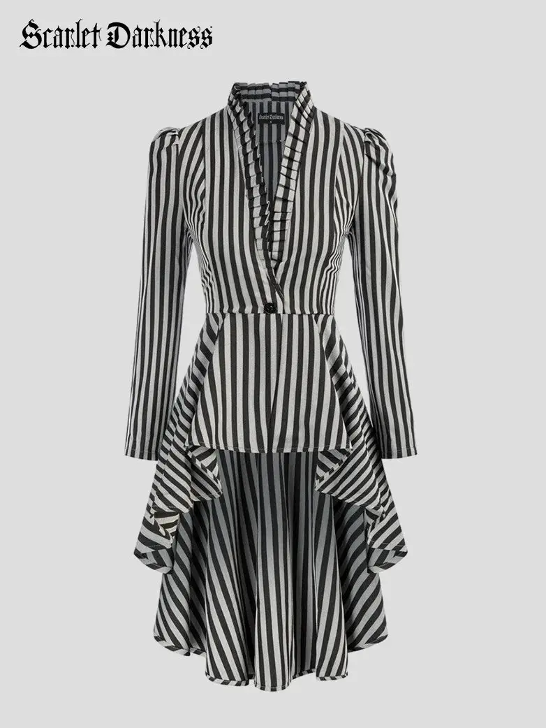 Women Steampunk Long Jacket High Low Cloak - Image 19