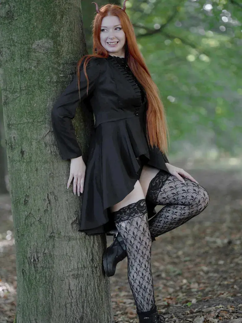 Women Steampunk Long Jacket High Low Cloak - Image 3