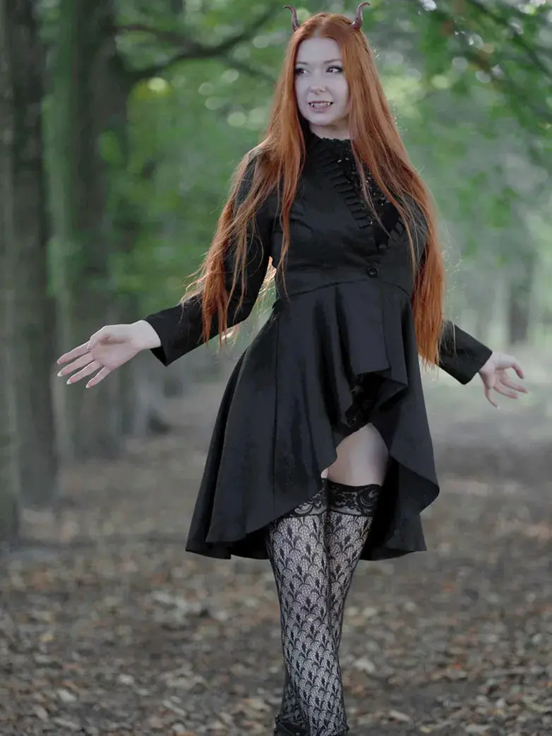 Women Steampunk Long Jacket High Low Cloak - Image 4