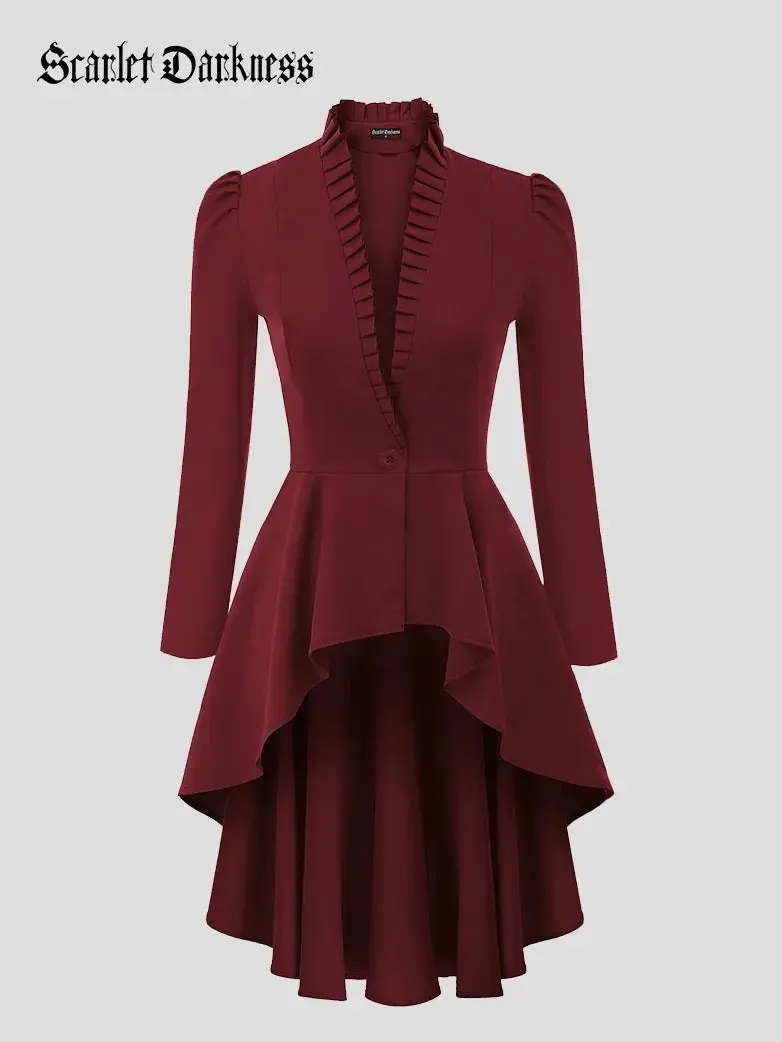 Women Steampunk Long Jacket High Low Cloak - Image 5