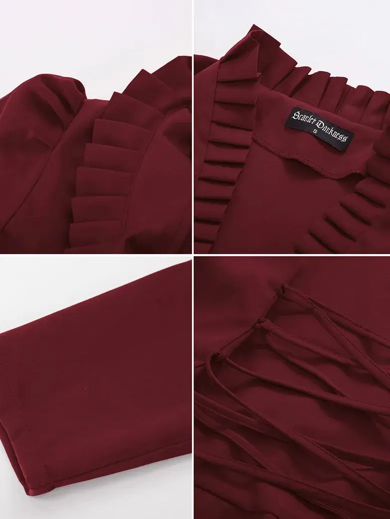 Women Steampunk Long Jacket High Low Cloak - Image 7