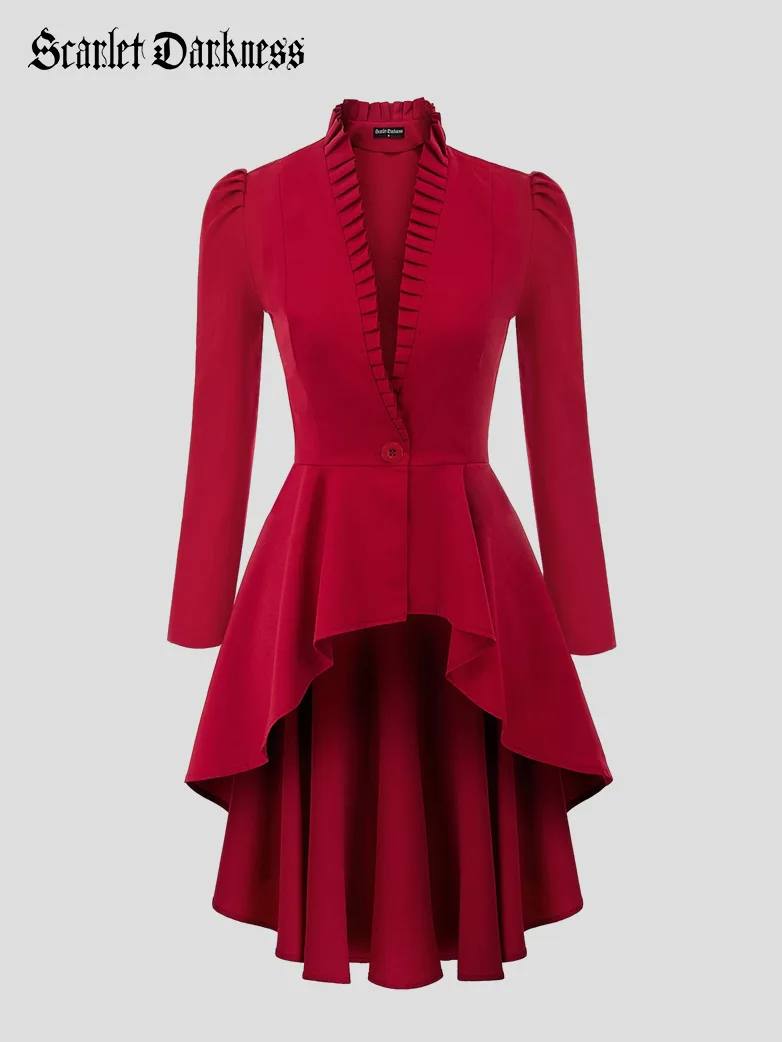 Women Steampunk Long Jacket High Low Cloak - Image 9